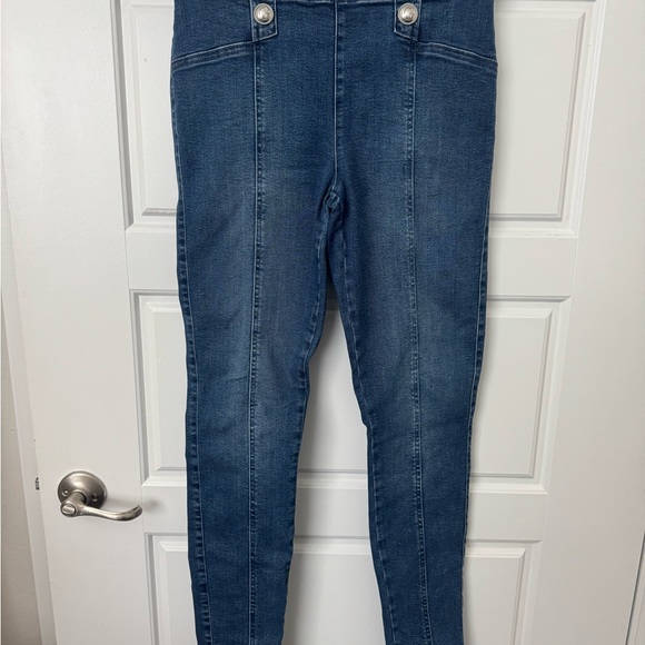 Guess Luna Seamed Button-Front Zipper-Back Skinny Jeans M Blue - Picture 3 of 10
